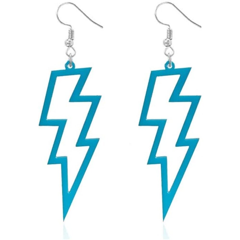 80s Neon Earrings Halloween Lightning Earrings Retro Acrylic Drop Dangle for Wom
